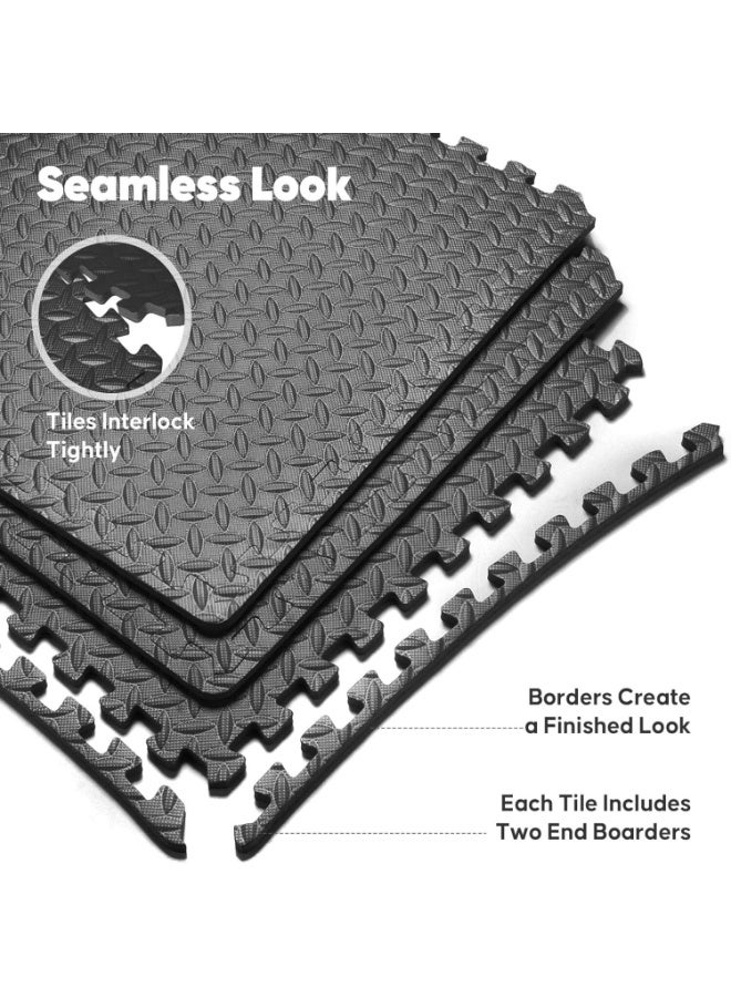 FAYET EVA Foam Interlocking Floor Mats, Double Sided Anti-Slip Puzzle Tiles with Border Edges, Cushioned Waterproof Floor Padding for Home, Living Room, Garage, Kids Play Area, Yoga and Pilates（30*30cm) - Image 4